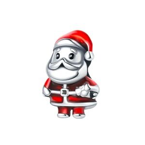 925 Sterling Silver with Red Enamel Santa Claus Charm/Pendant - NWT